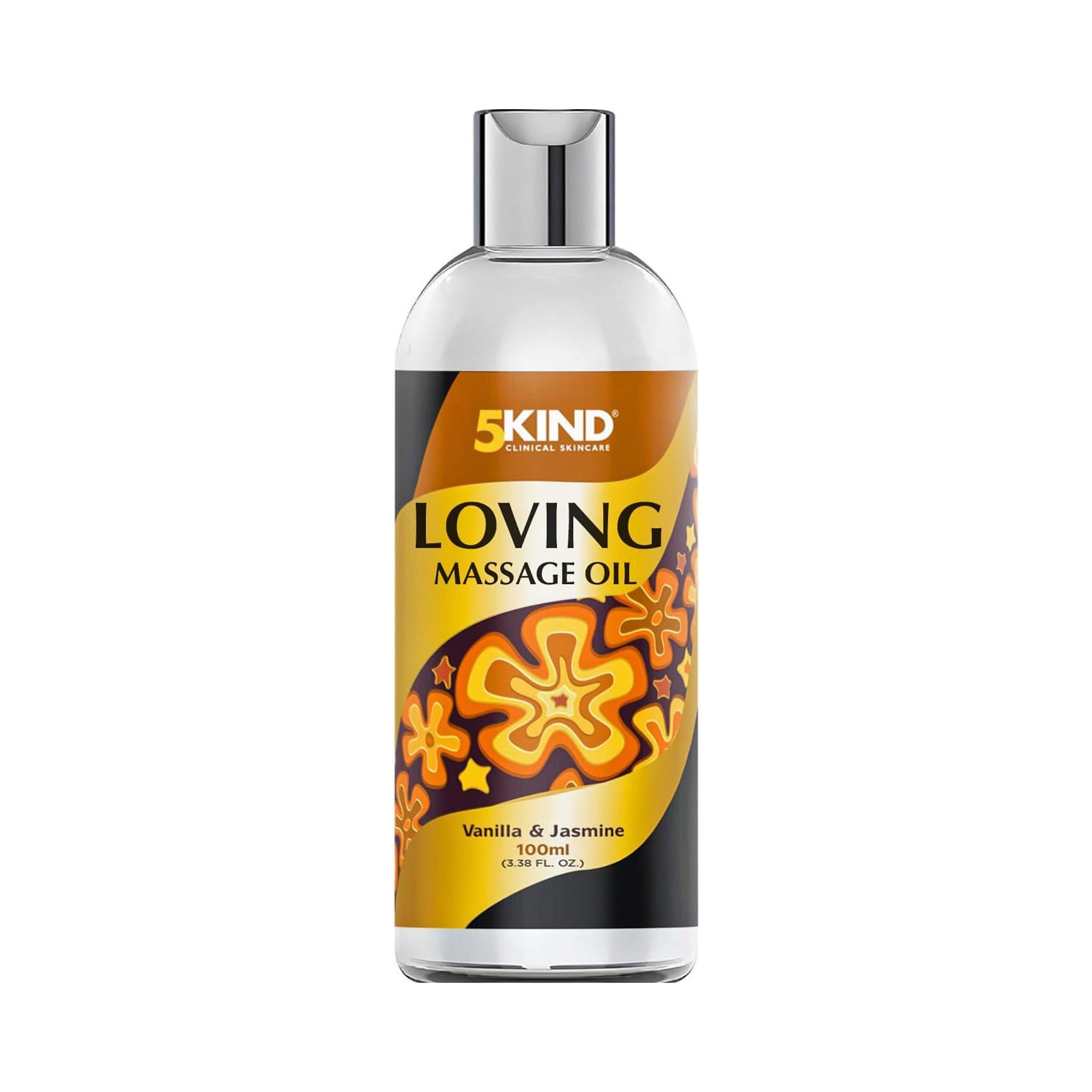 5Kind Loving Massage Oil 100ml - Passionate Vanilla & Jasmine Body Oil - Relaxing Massage Oils for Massage Therapy