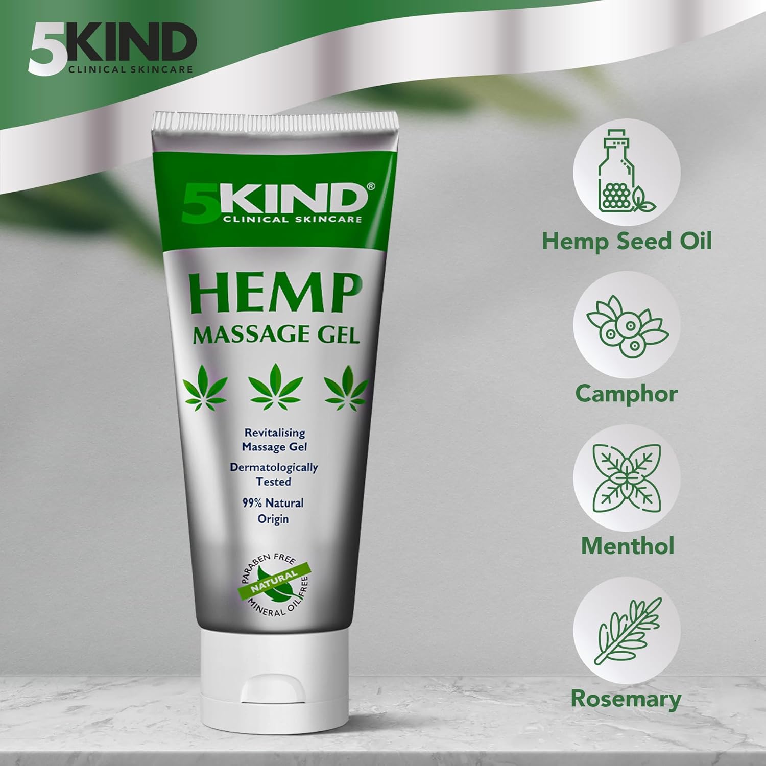 5kind Hemp Active Gel 100ml - High Strength Hemp Oil Formula - Natural Hemp Massage Gel