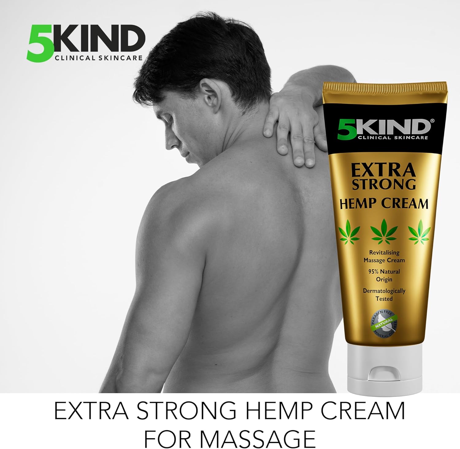 5kind Extra Strong Hemp Cream - High Strength Hemp Oil Formula - Joint & Muscle, Back Pain, Relief for Sore Muscles, Soothe Feet, Knees, Neck, Shoulders - Rich in Natural Extracts