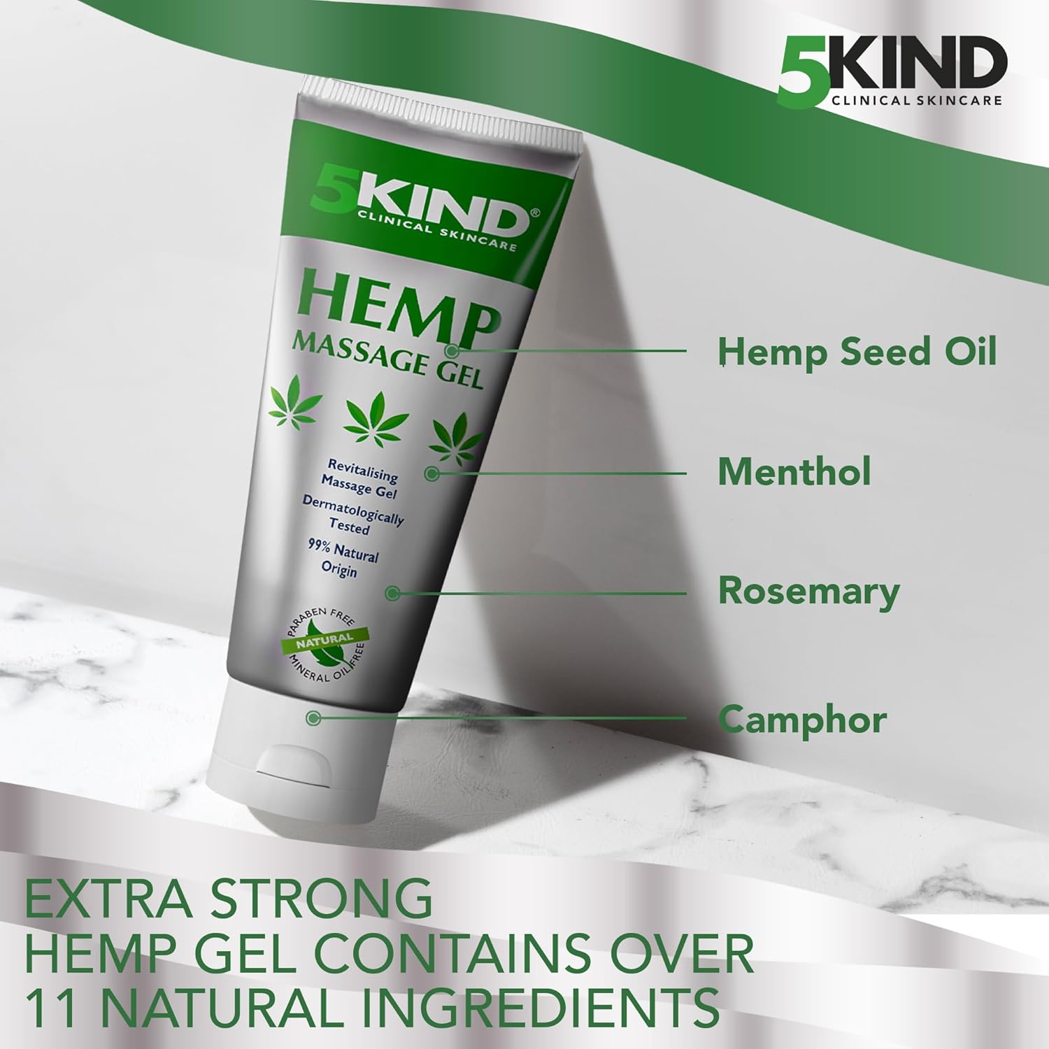 5kind Hemp Active Gel 100ml - High Strength Hemp Oil Formula - Natural Hemp Massage Gel